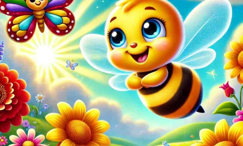 minik ari ve renkli cicekler