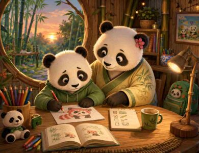 odevini son gune birakan minik panda